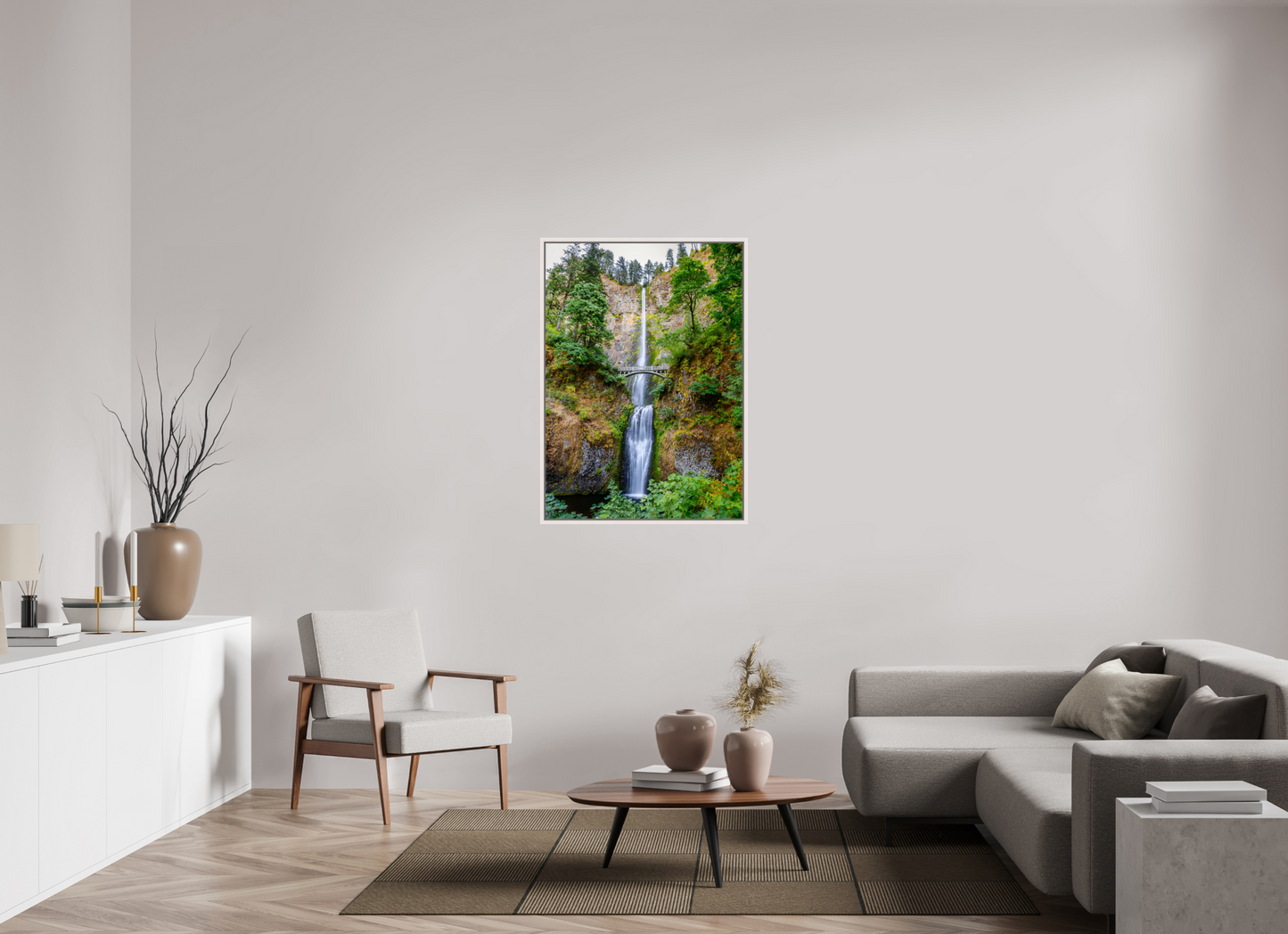 80 x 112 cm, White Frame Multnomah Falls