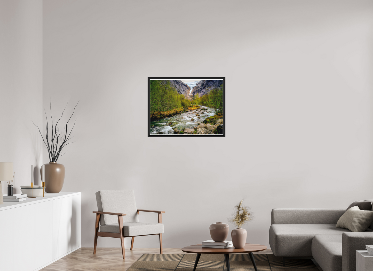80 x 60 cm, Matt Black Frame Briksdal Glacier 2025