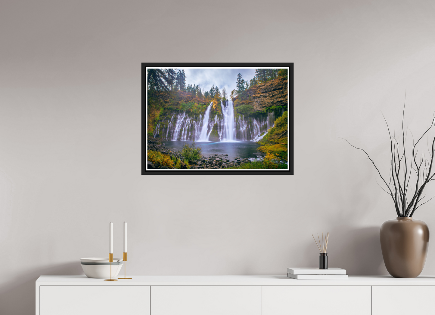 70 x 50 cm, Matt Black Frame Burney Falls Autumn 2018