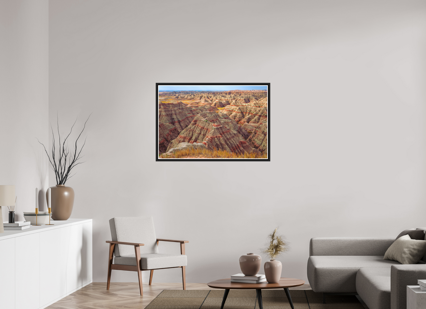105 x 70 cm, Matt Black Frame Badlands National Park, South Dakota