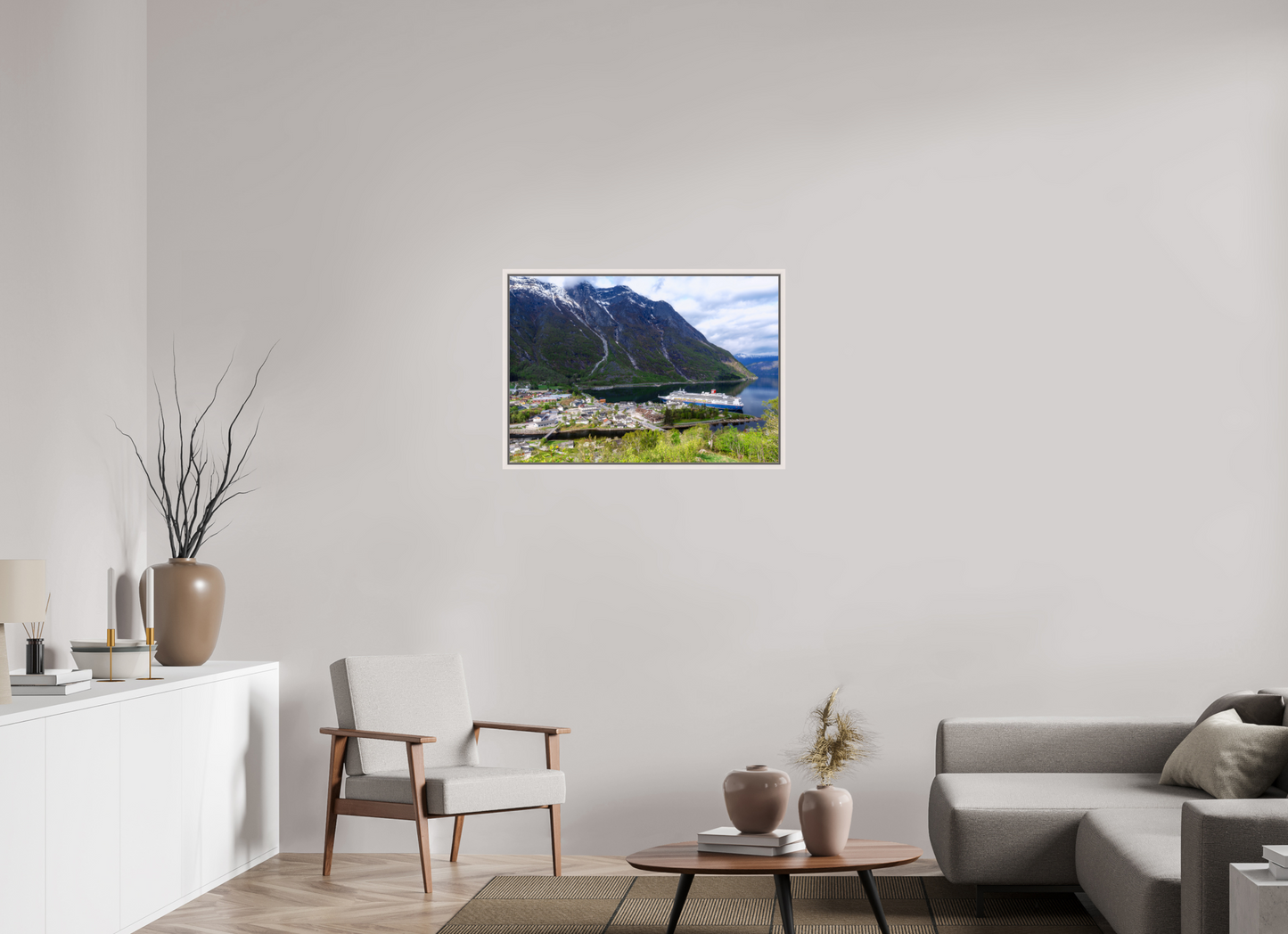 86.6 x 60 cm, White Frame Borealis in Eidfjord