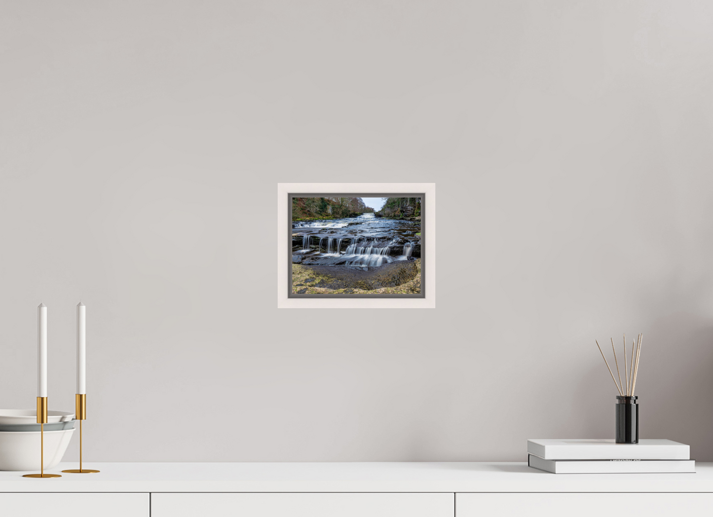 20 x 15 cm, White Frame Lower Aysgarth Falls