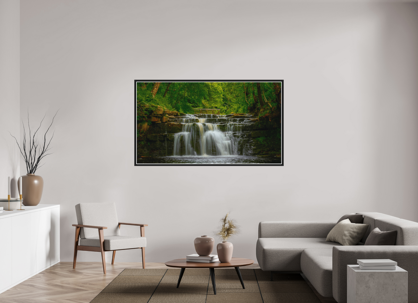 176 x 99 cm, Matt Black Frame Lower Ashgill Force