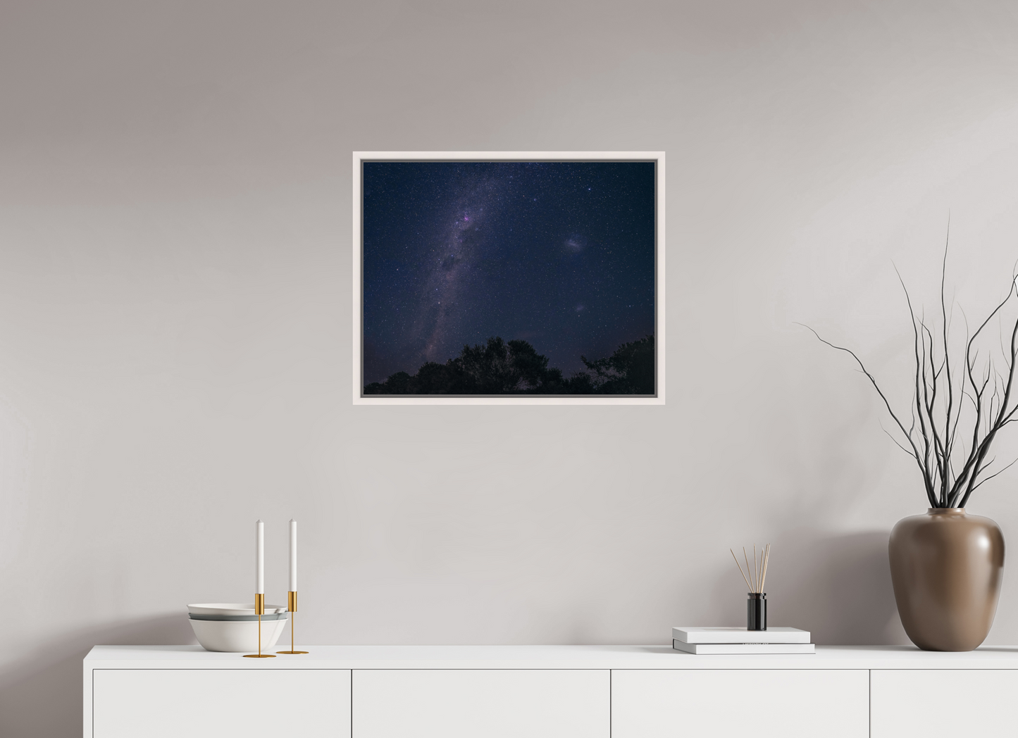 62.6 x 50 cm, White Frame Southern Milky Way and Magellanic Clouds