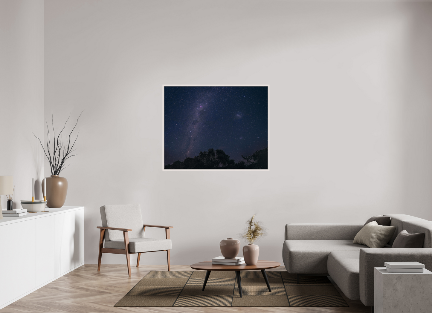 125.2 x 100 cm, White Frame Southern Milky Way and Magellanic Clouds