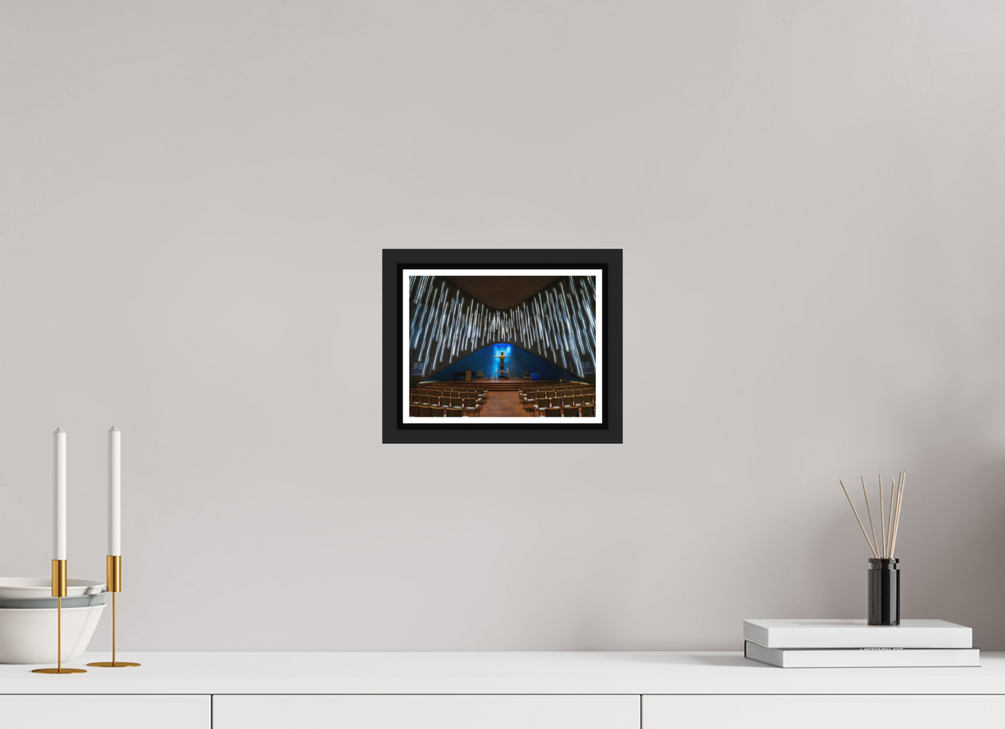 20 x 15 cm, Matt Black Frame Northern Lights Cathedral, Alta