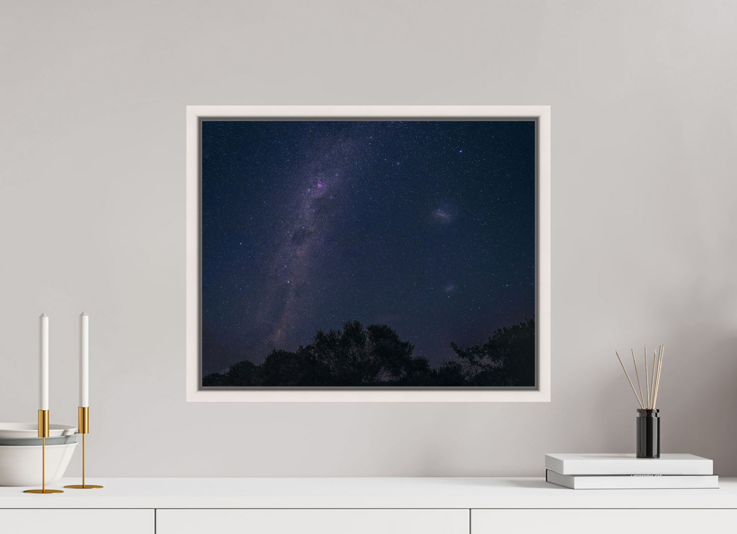 50.1 x 40 cm, White Frame Southern Milky Way and Magellanic Clouds