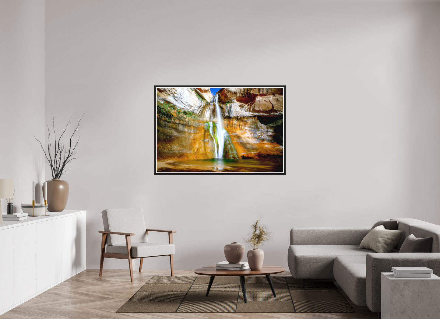 150 x 100 cm, Matt Black Frame Calf Creek Falls