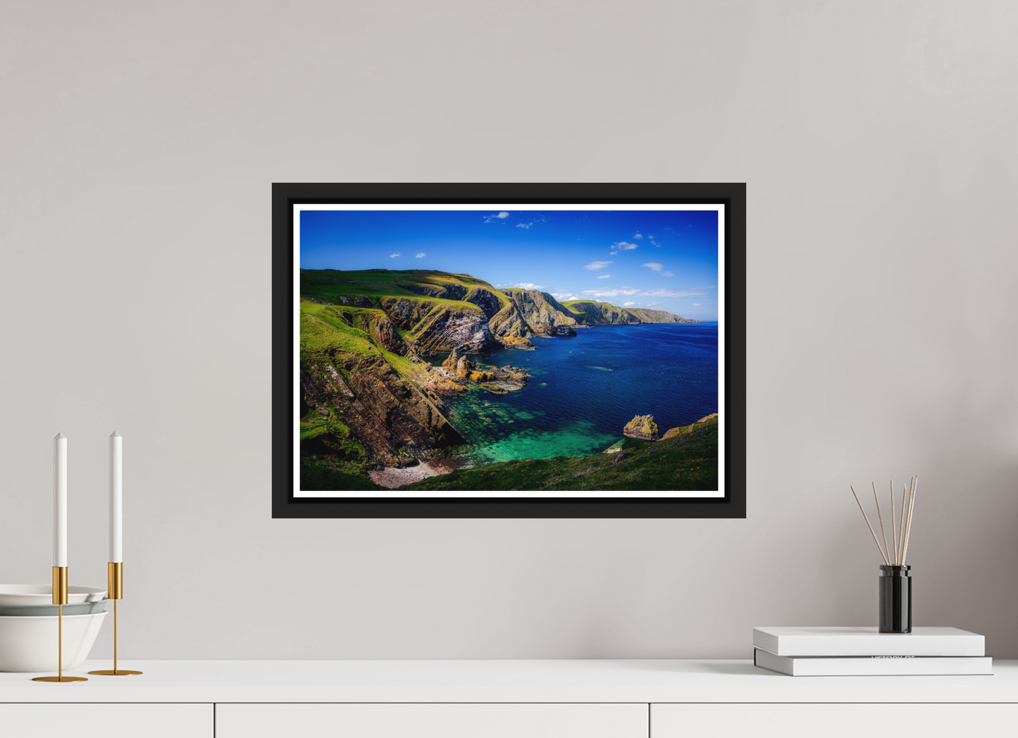 45 x 30 cm, Matt Black Frame Looking west Near St Abbs Head