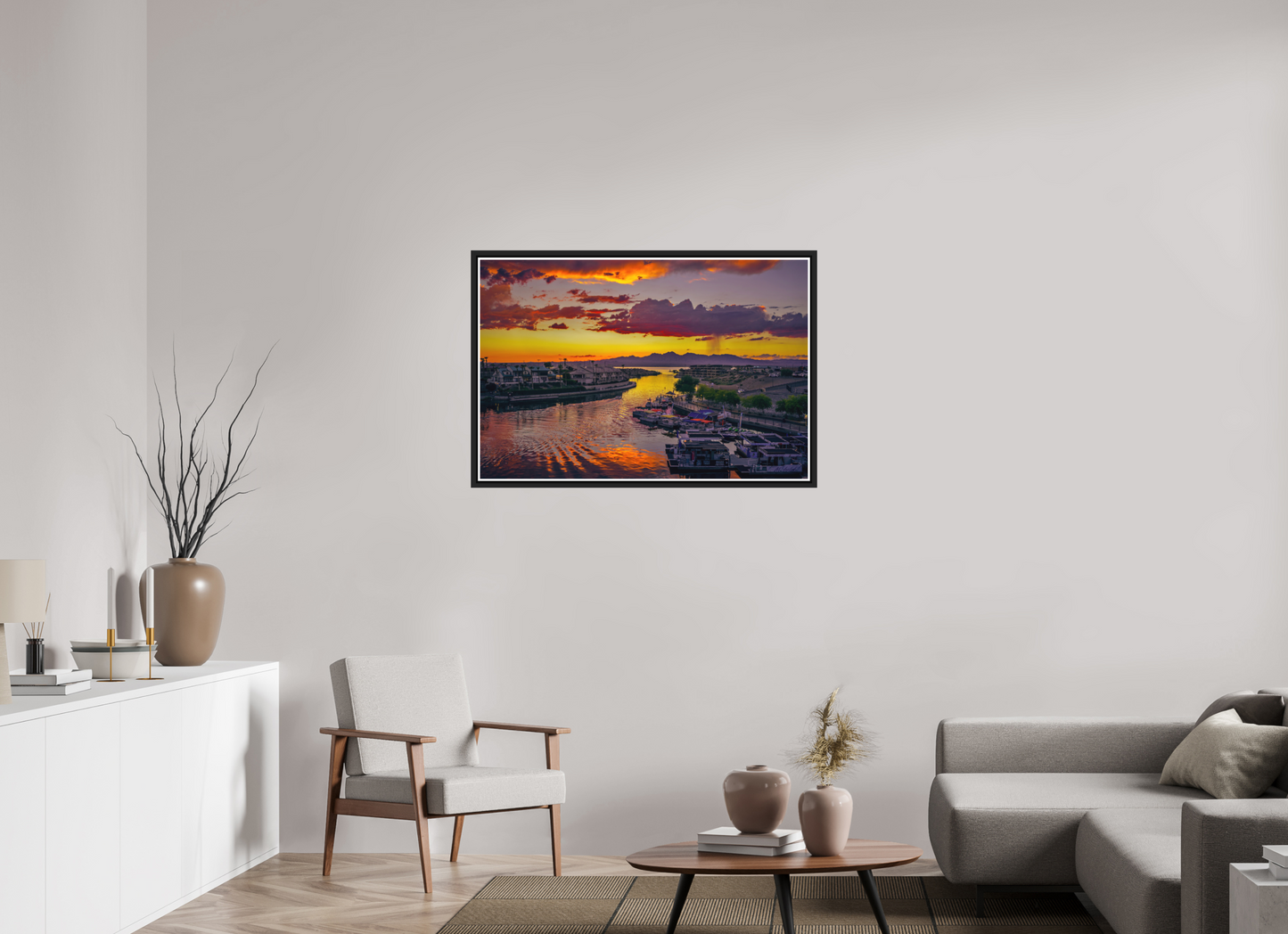 105 x 70 cm, Matt Black Frame Lake Havasu City Sunset