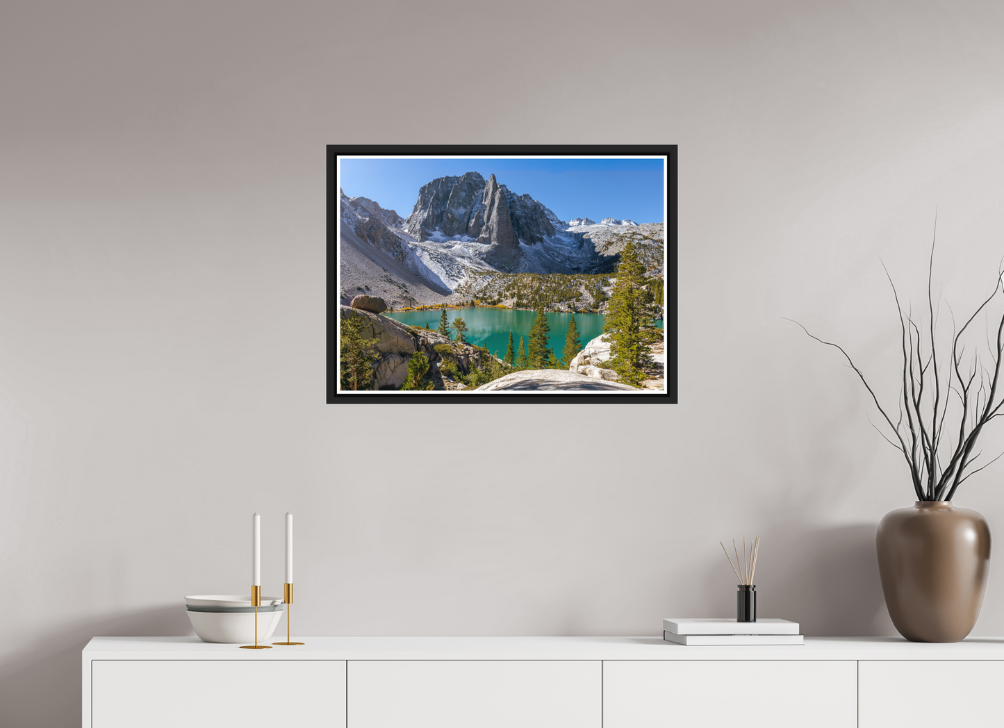 70 x 50 cm, Matt Black Frame Second Lake.