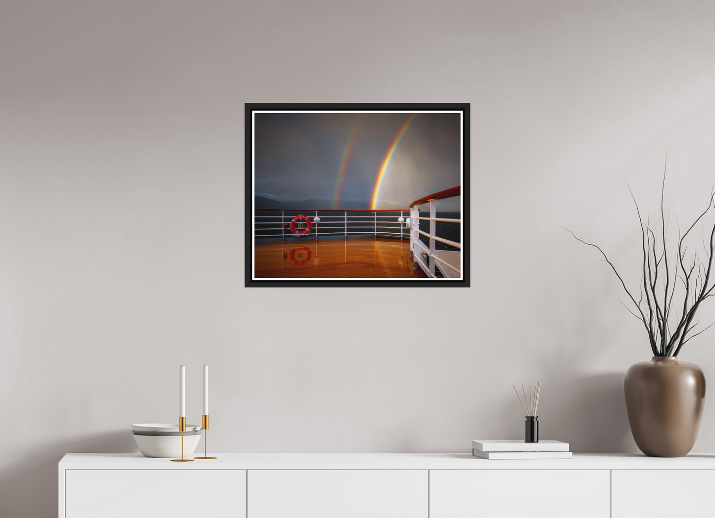 62.5 x 50 cm, Matt Black Frame Balmoral Rainbow