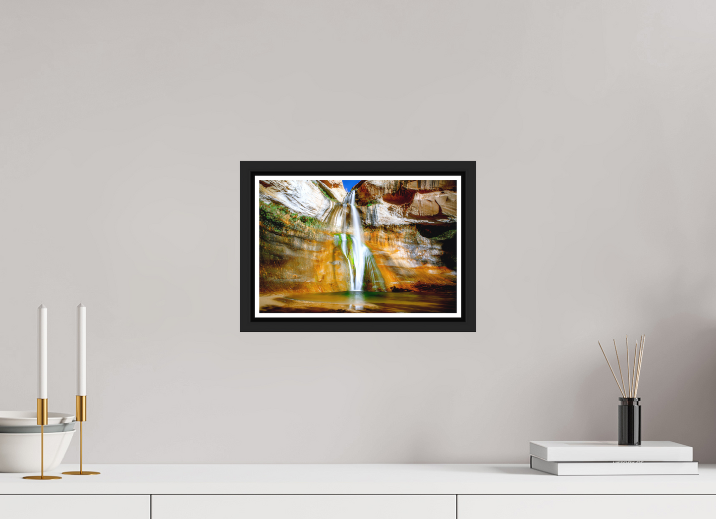 30 x 20 cm, Matt Black Frame Calf Creek Falls