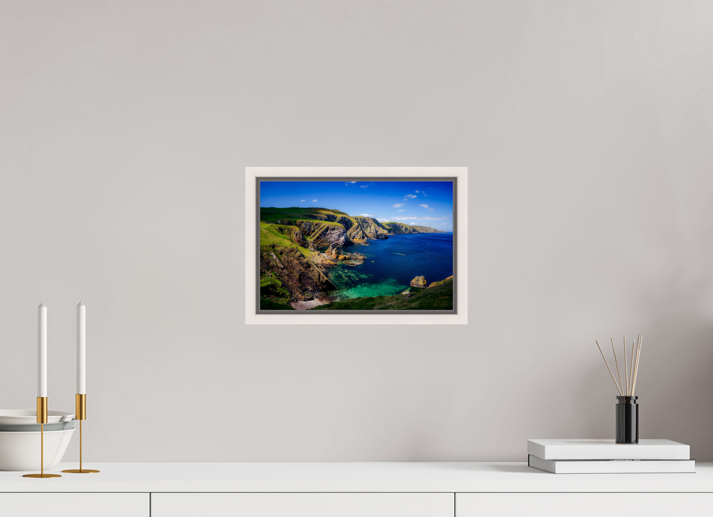 30 x 20 cm, White Frame Looking west Near St Abbs Head
