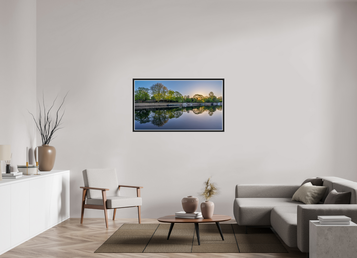 128 x 72 cm, Matt Black Frame April Dawn on the Ouse, York