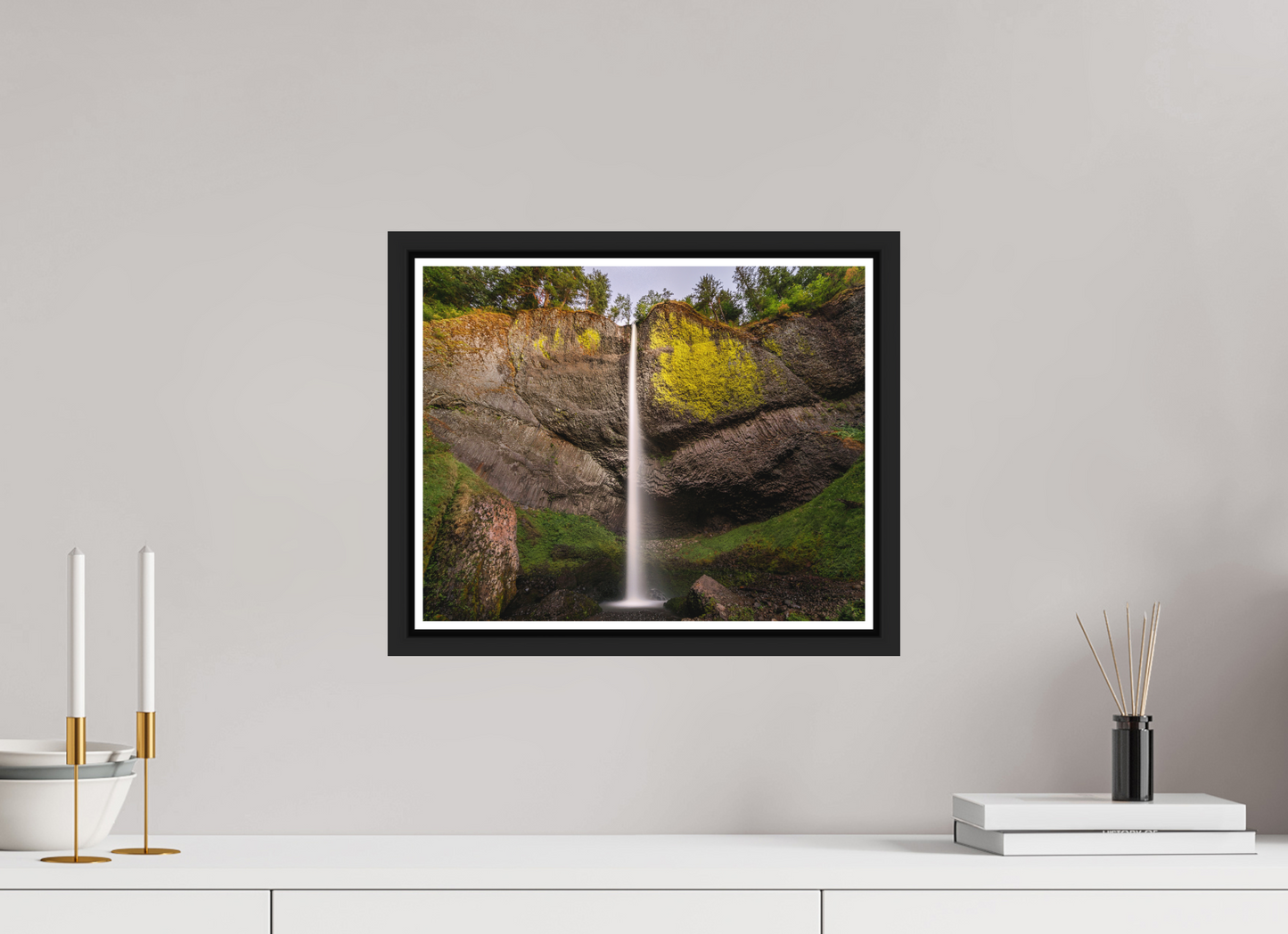 37.5 x 30 cm, Matt Black Frame Dusk at Latourell Falls