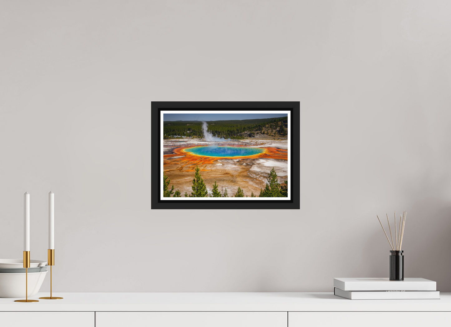 30 x 20 cm, Matt Black Frame The Grand Prismatic Spring, Yellowstone