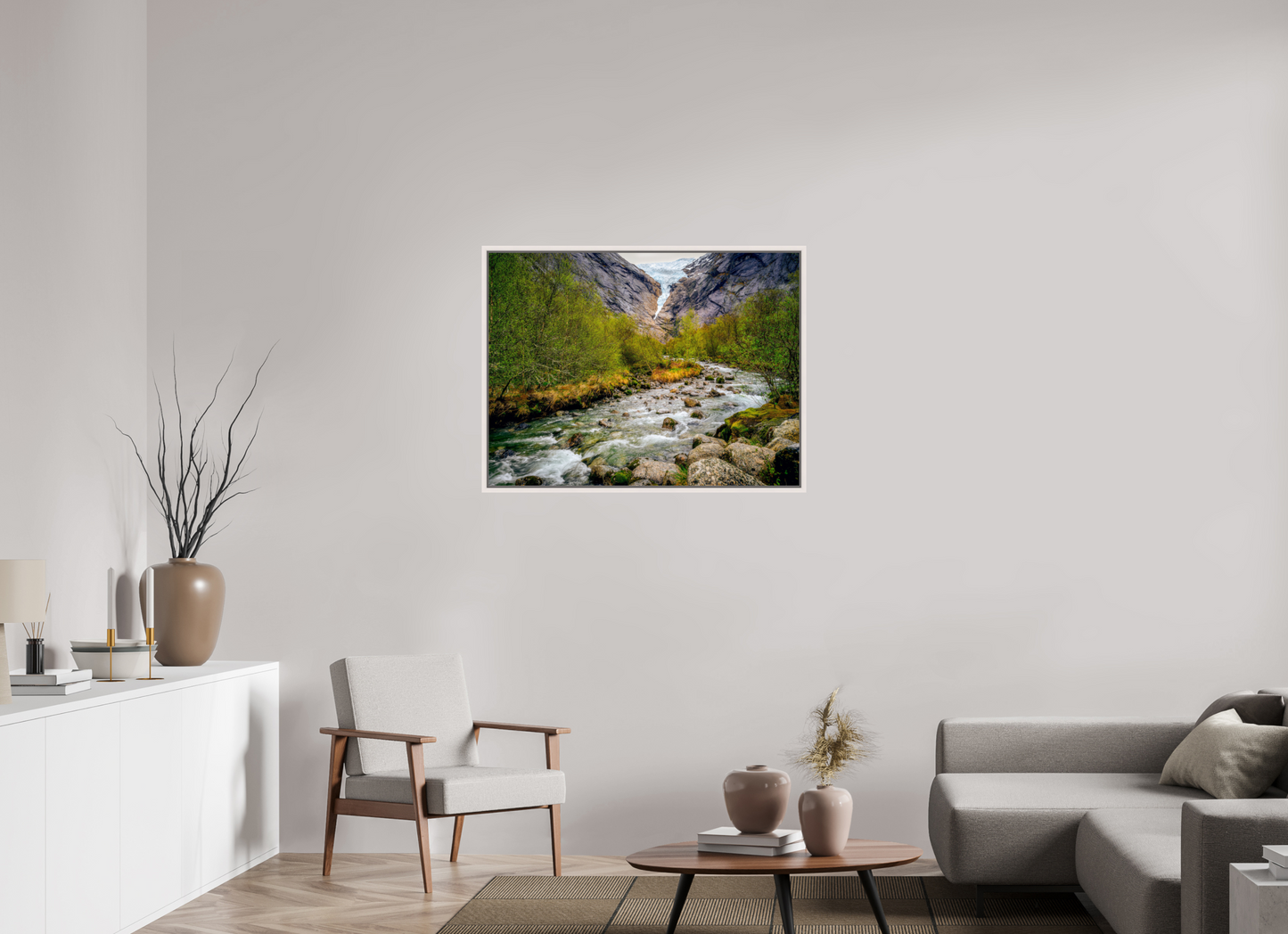 100 x 75 cm, White Frame Briksdal Glacier 2025