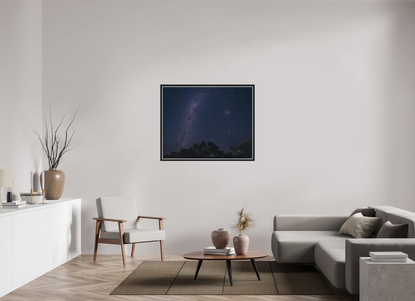 112.7 x 90 cm, Matt Black Frame Southern Milky Way and Magellanic Clouds