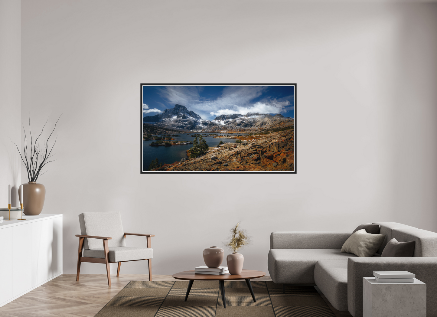 176 x 99 cm, Matt Black Frame 1000 Island Lake