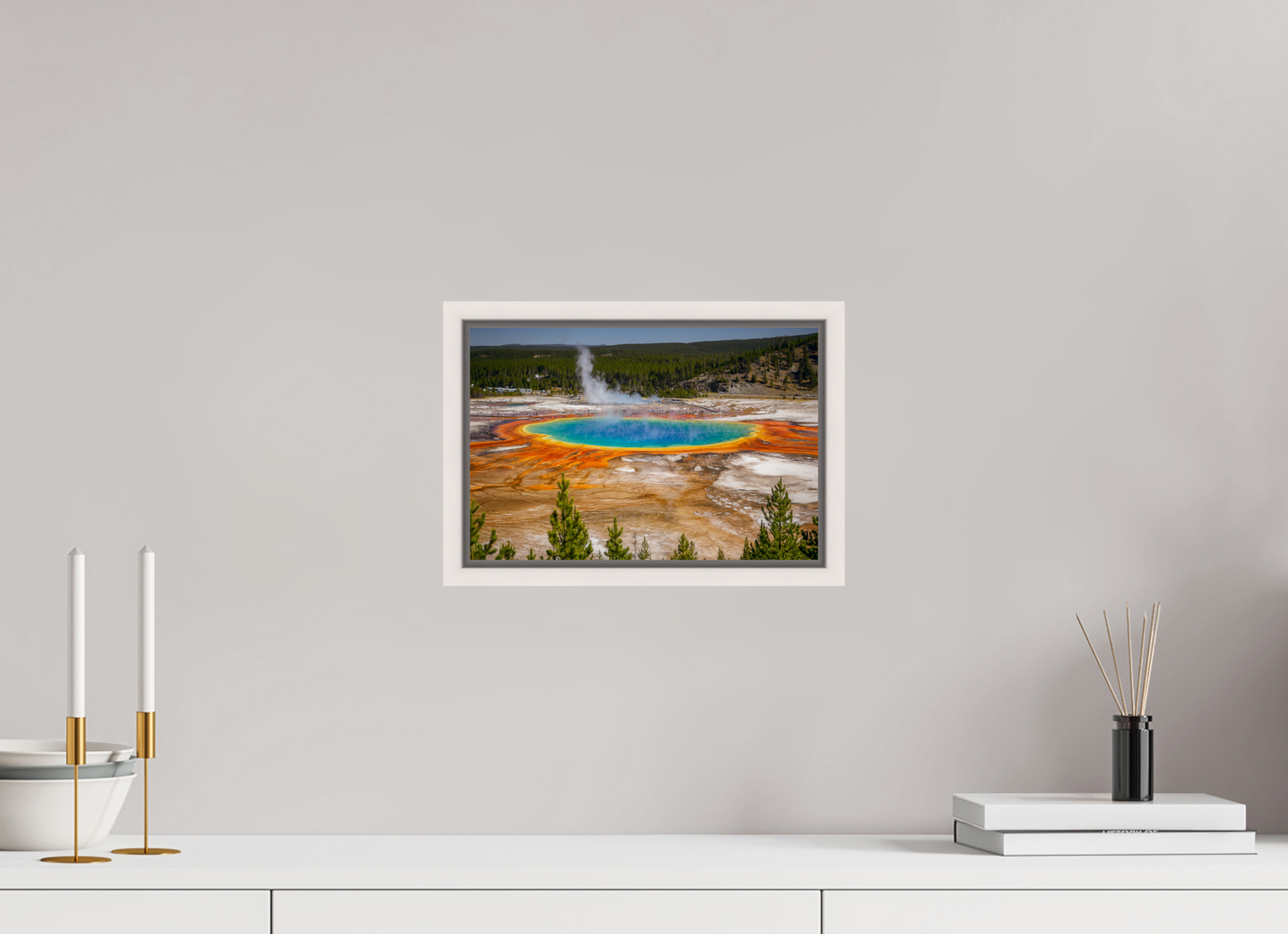 30 x 20 cm, White Frame The Grand Prismatic Spring, Yellowstone