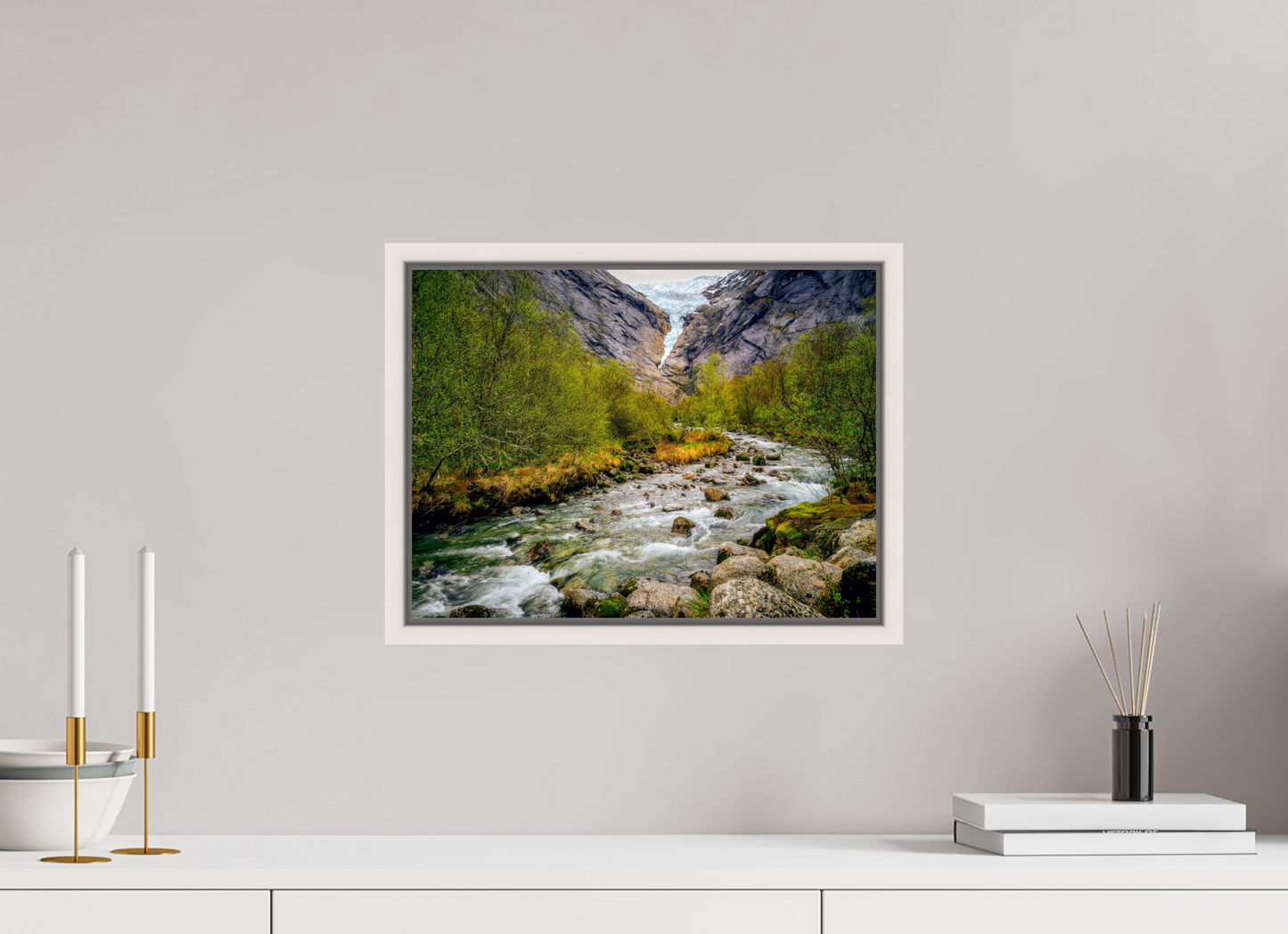 40 x 30 cm, White Frame Briksdal Glacier 2025