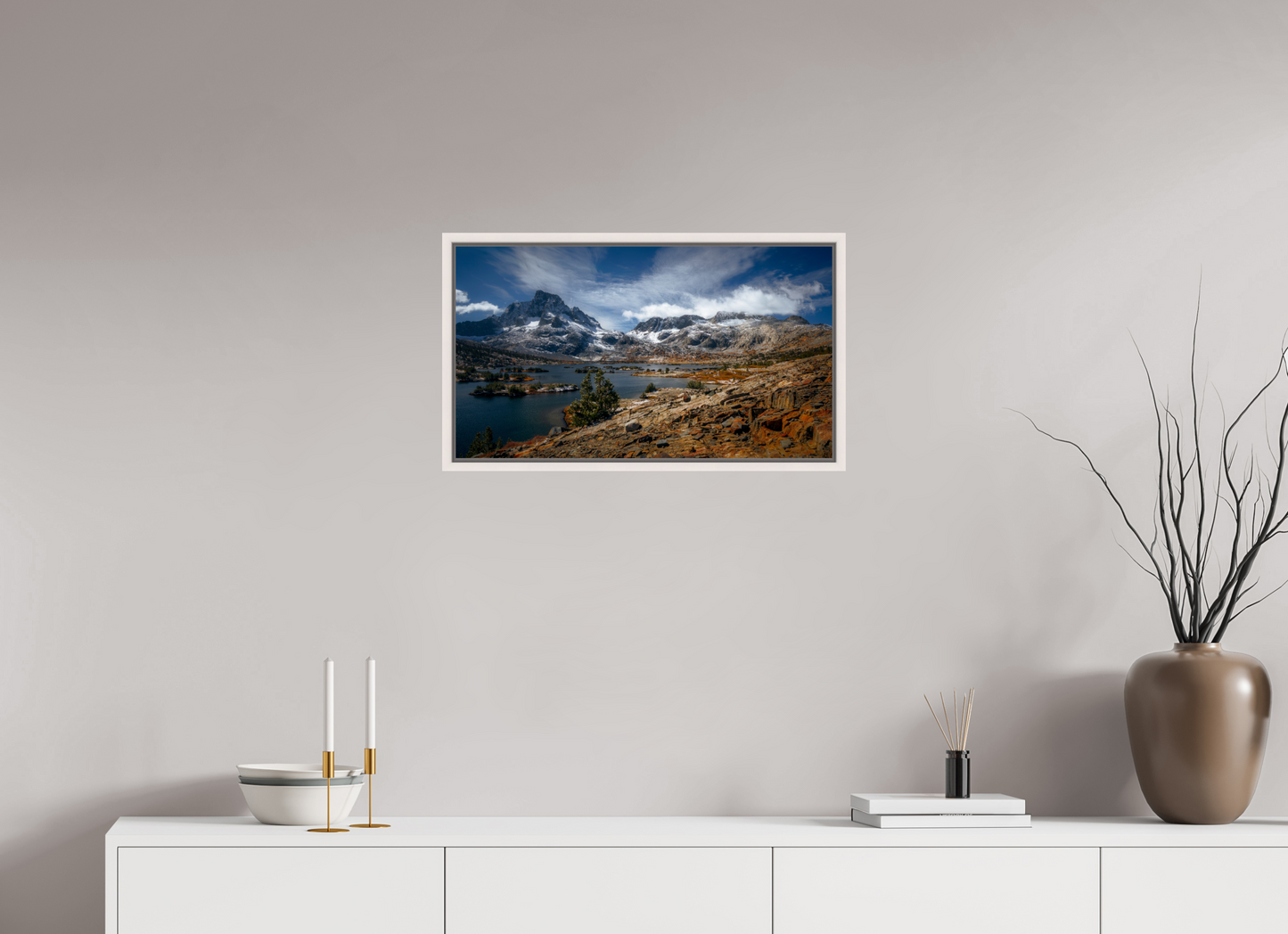 64 x 36 cm, White Frame 1000 Island Lake