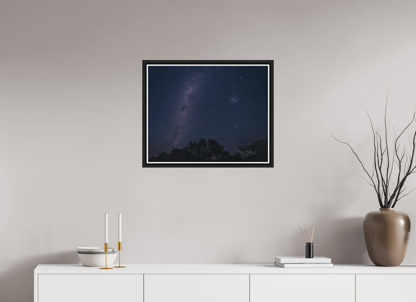 62.6 x 50 cm, Matt Black Frame Southern Milky Way and Magellanic Clouds