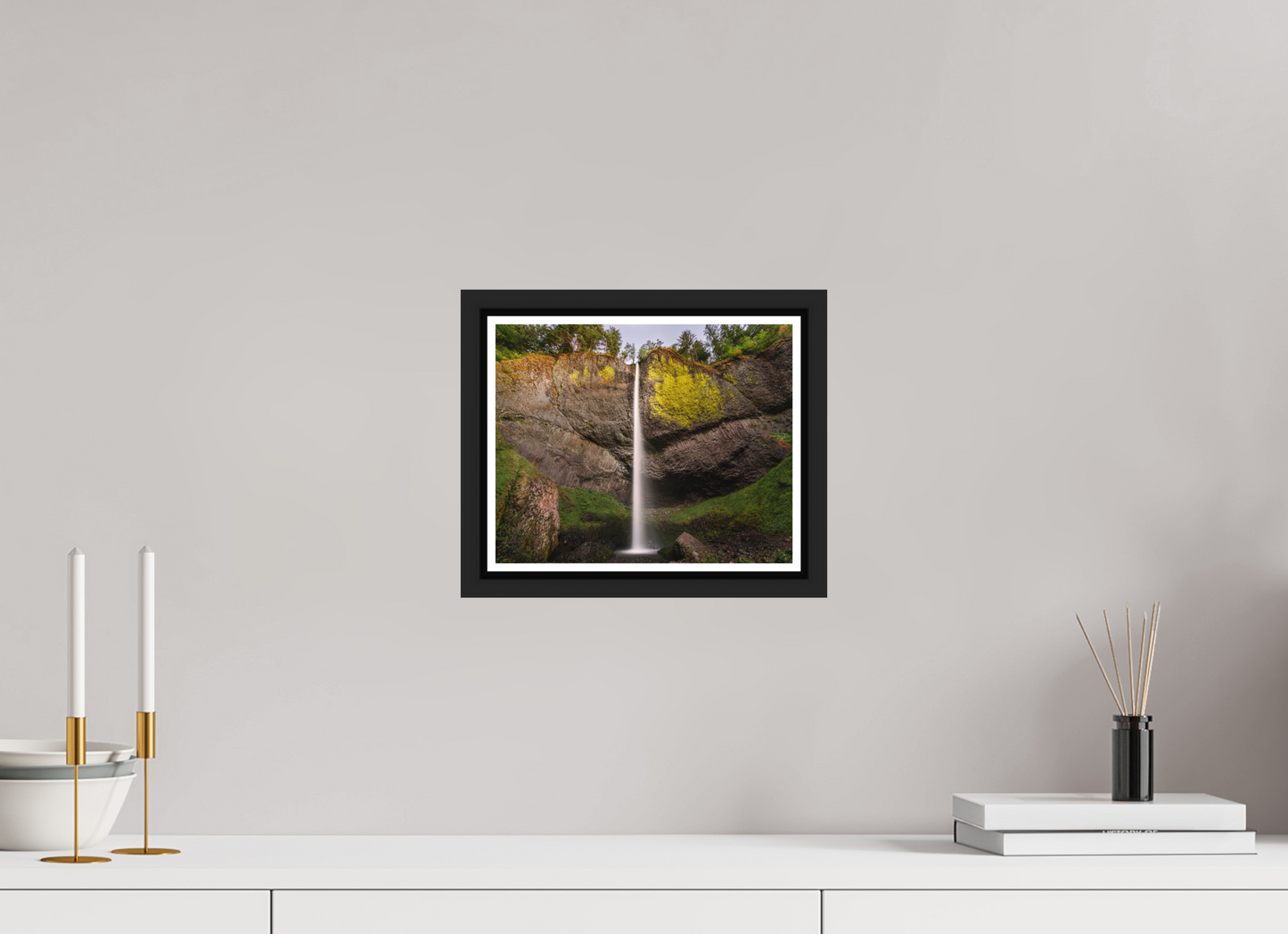 25 x 20 cm, Matt Black Frame Dusk at Latourell Falls