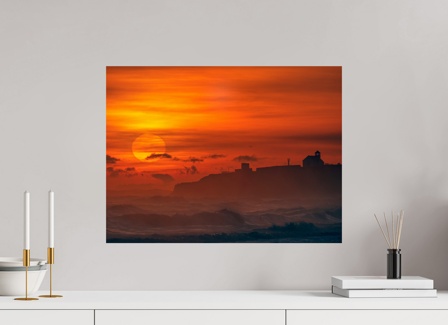 60 x 45 cm, Photo Print On Fuji Crystal DP II January Sunrise. Seaton Sluice
