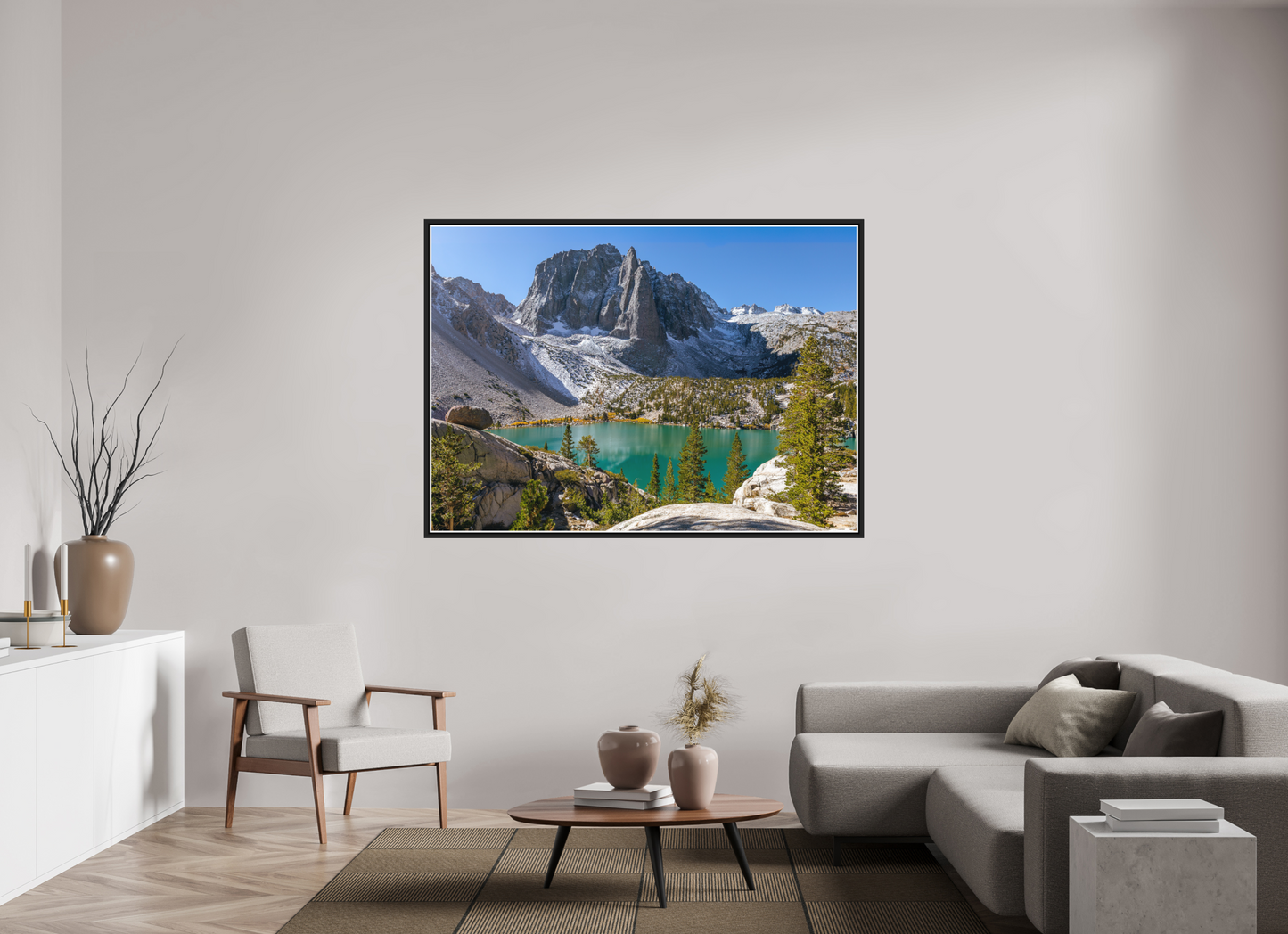 168 x 120 cm, Matt Black Frame Second Lake.