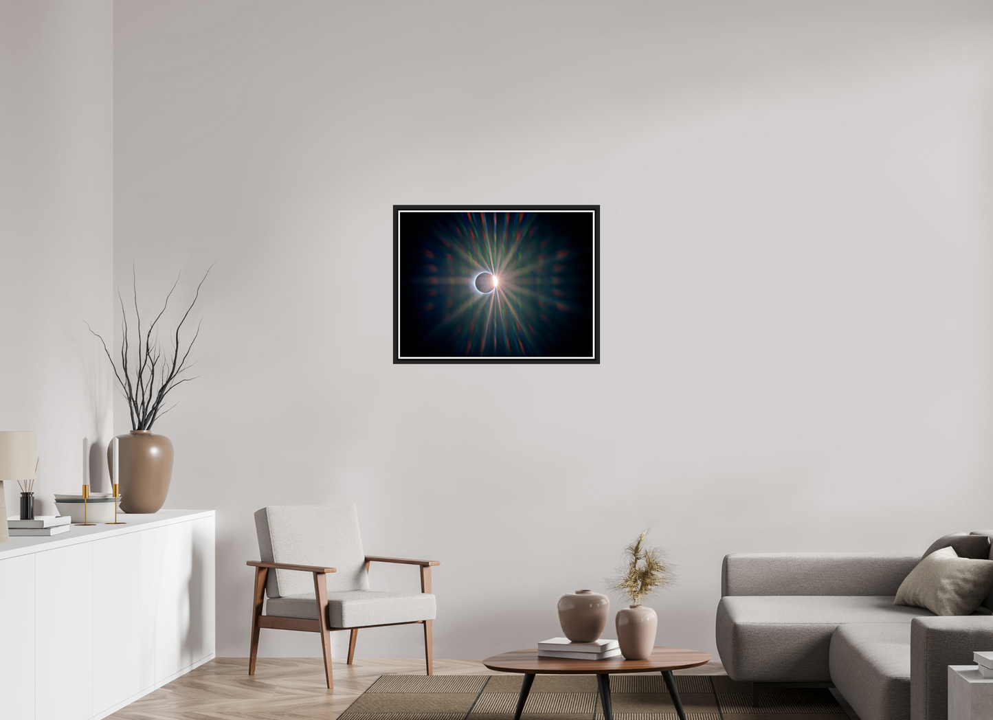 80 x 60 cm, Matt Black Frame Diffraction Diamond Ring