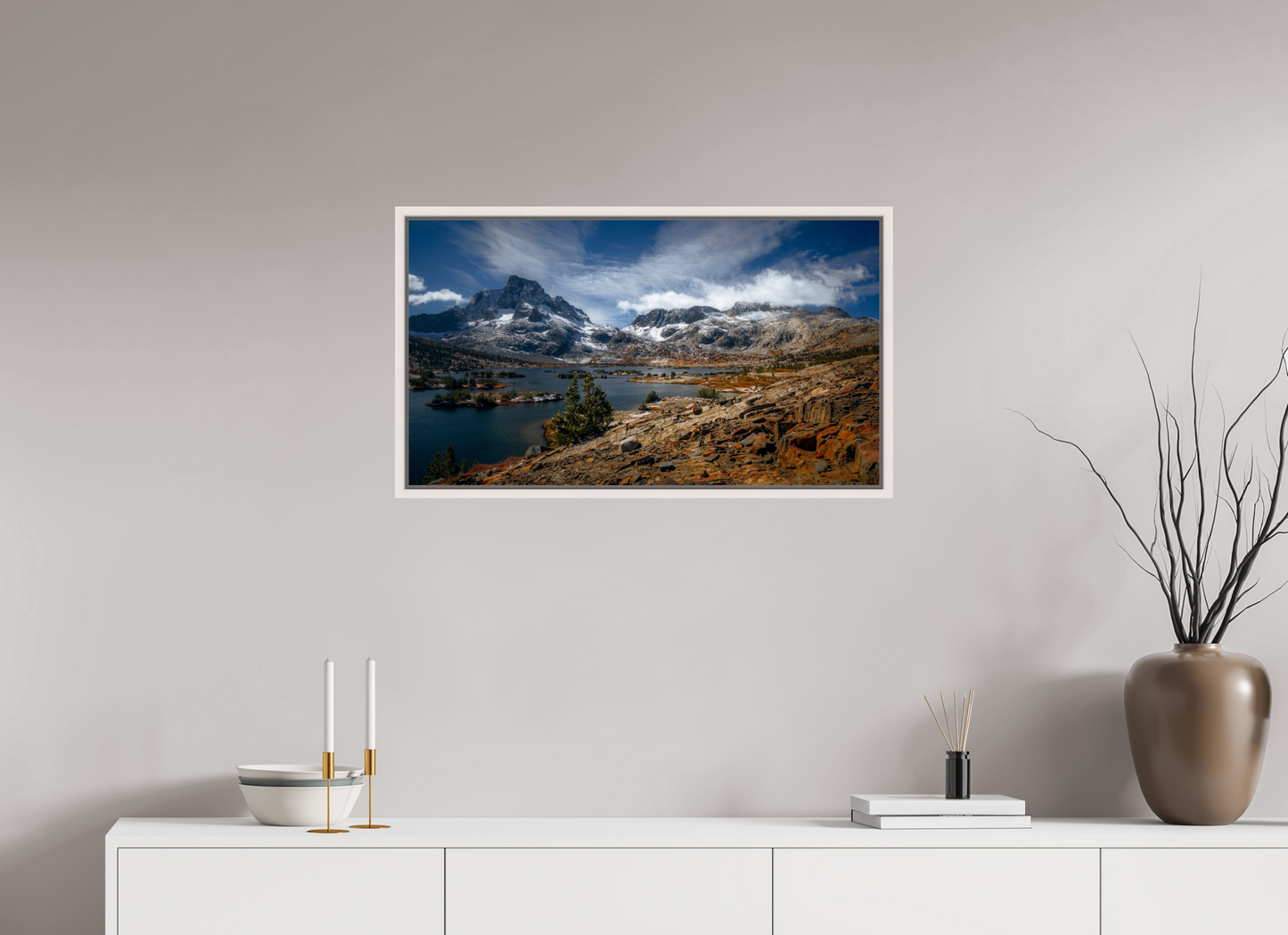 80 x 45 cm, White Frame 1000 Island Lake