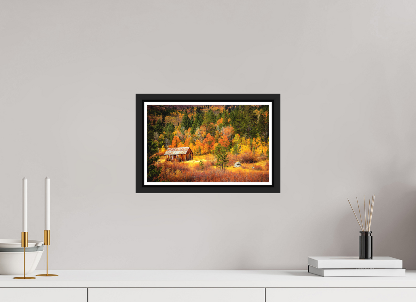 32 x 20 cm, Matt Black Frame Hope Valley Barn