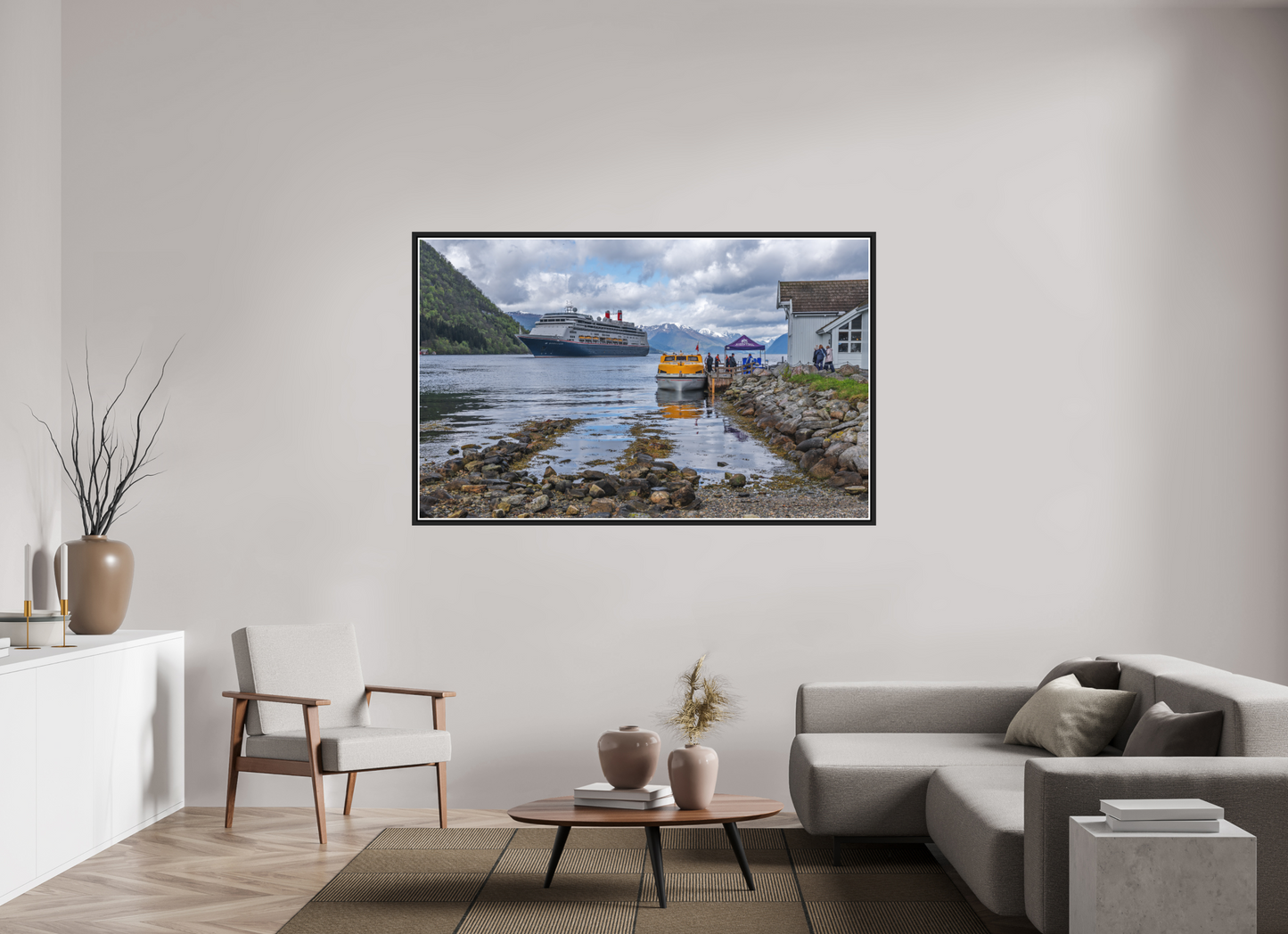 177.5 x 110 cm, Matt Black Frame Borealis in Olden