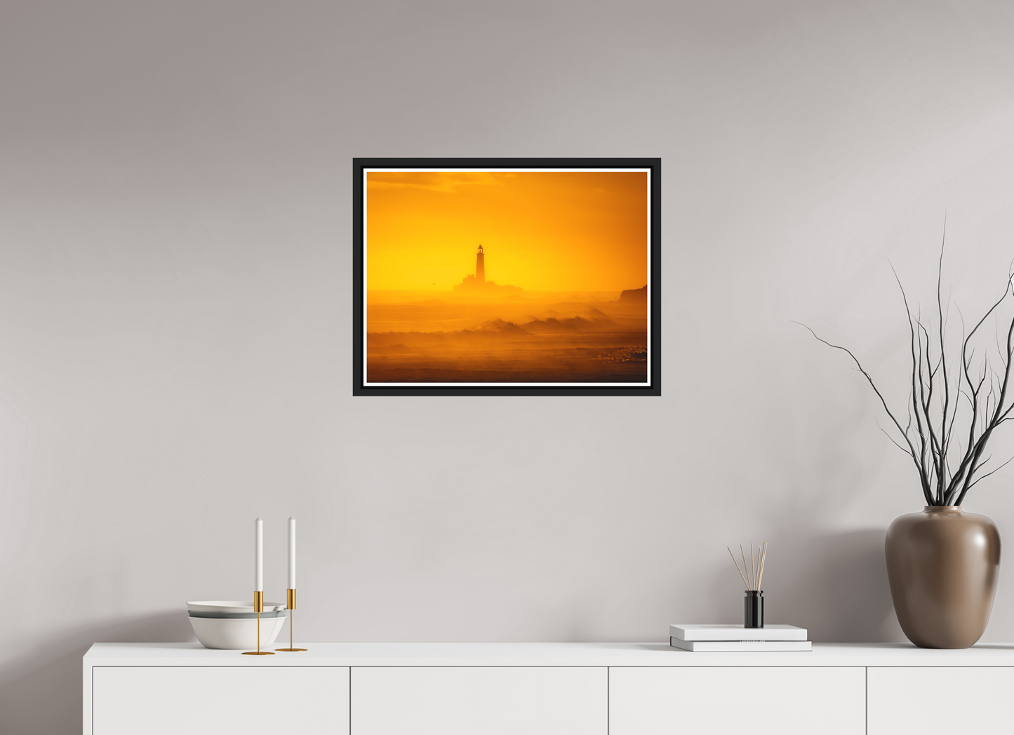 60 x 45 cm, Matt Black Frame St Mary's from Blyth