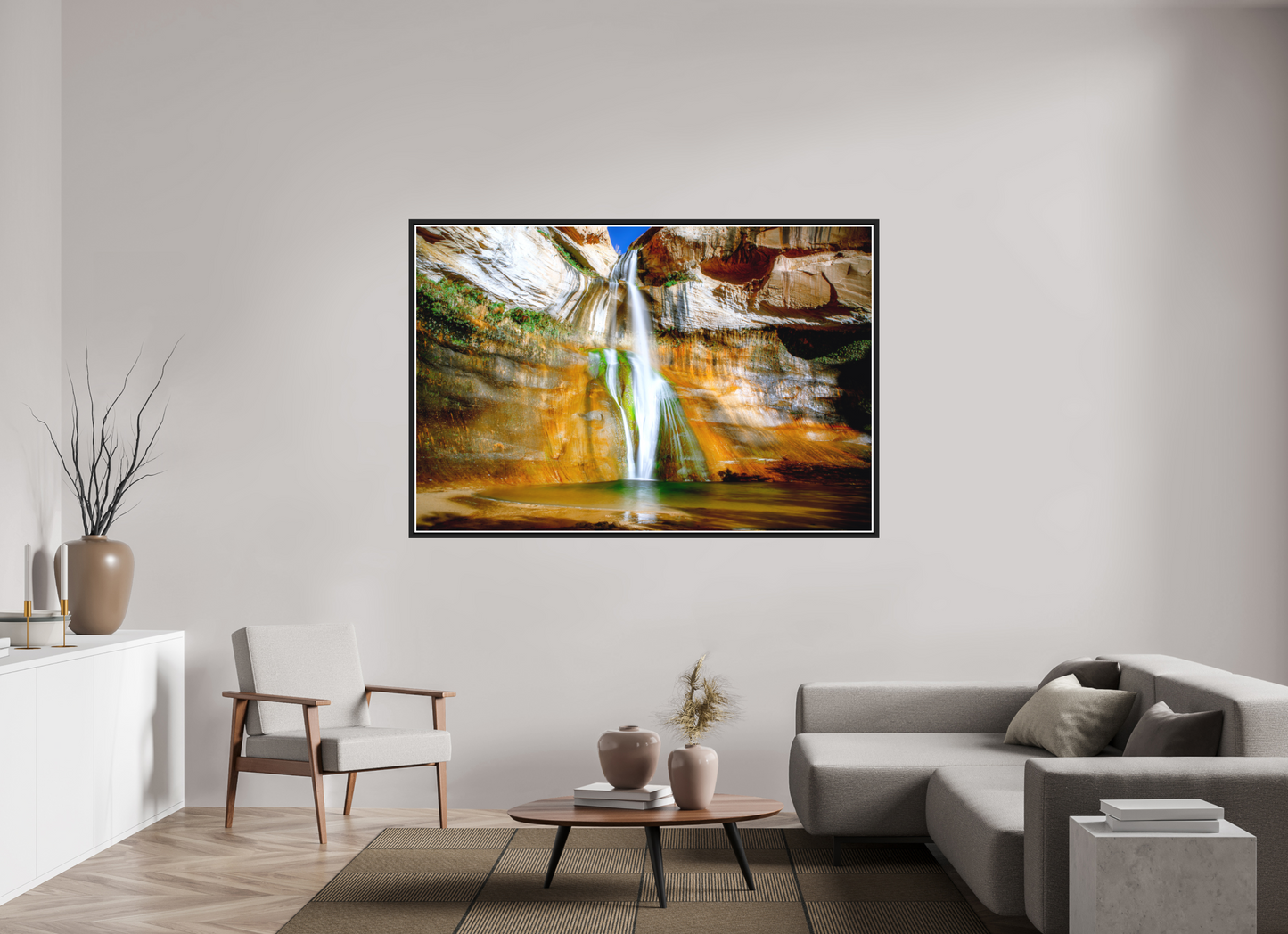 180 x 120 cm, Matt Black Frame Calf Creek Falls