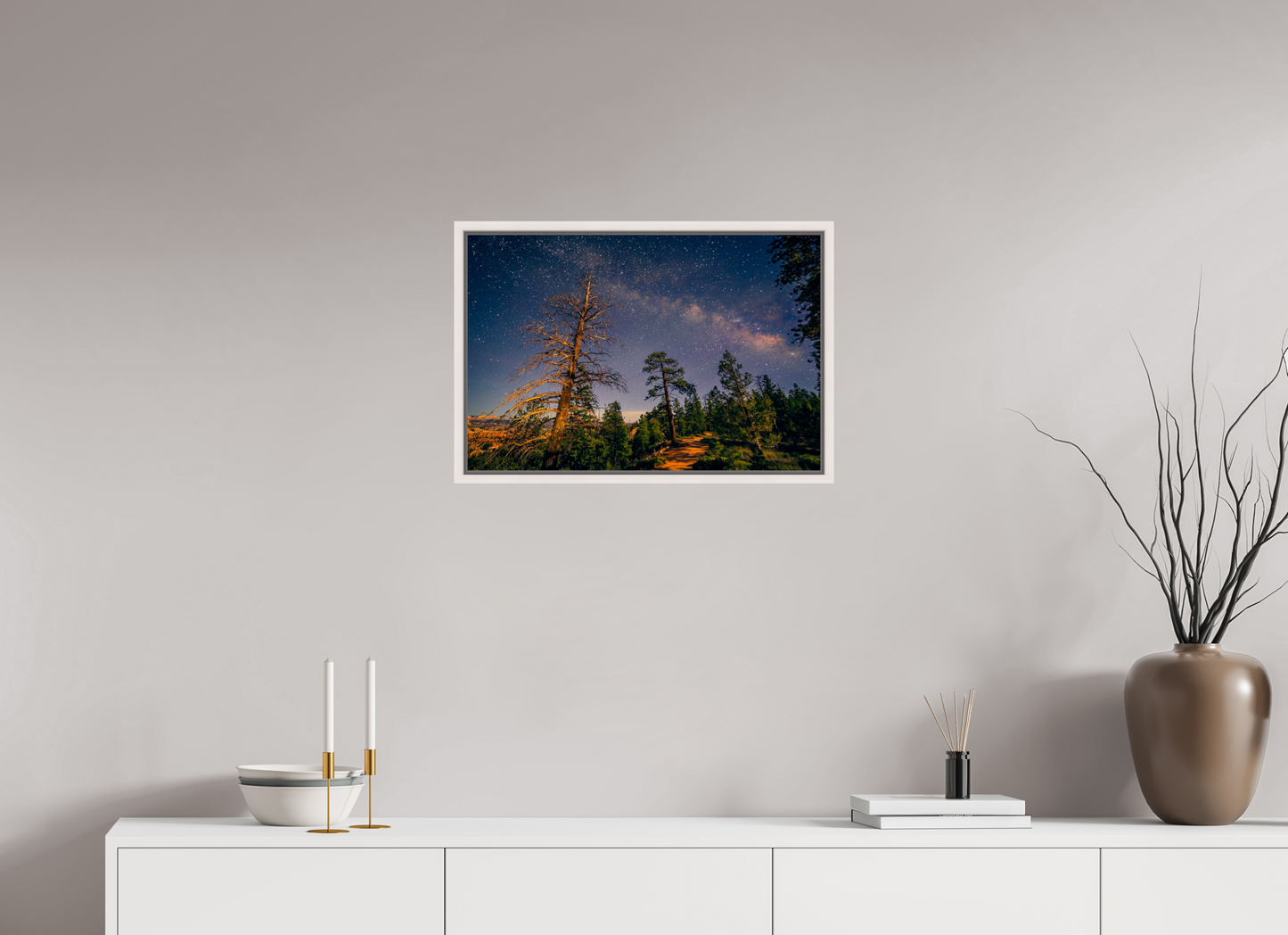 60 x 40 cm, White Frame Bryce Canyon at Night