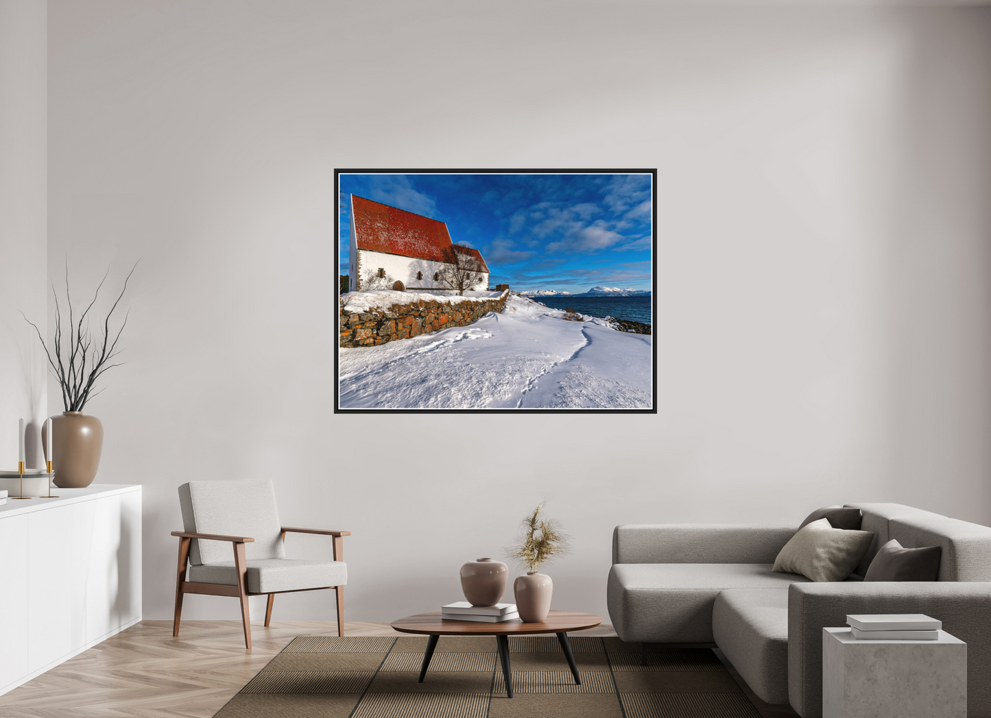 160 x 120 cm, Matt Black Frame Trondenes Church, Harstad
