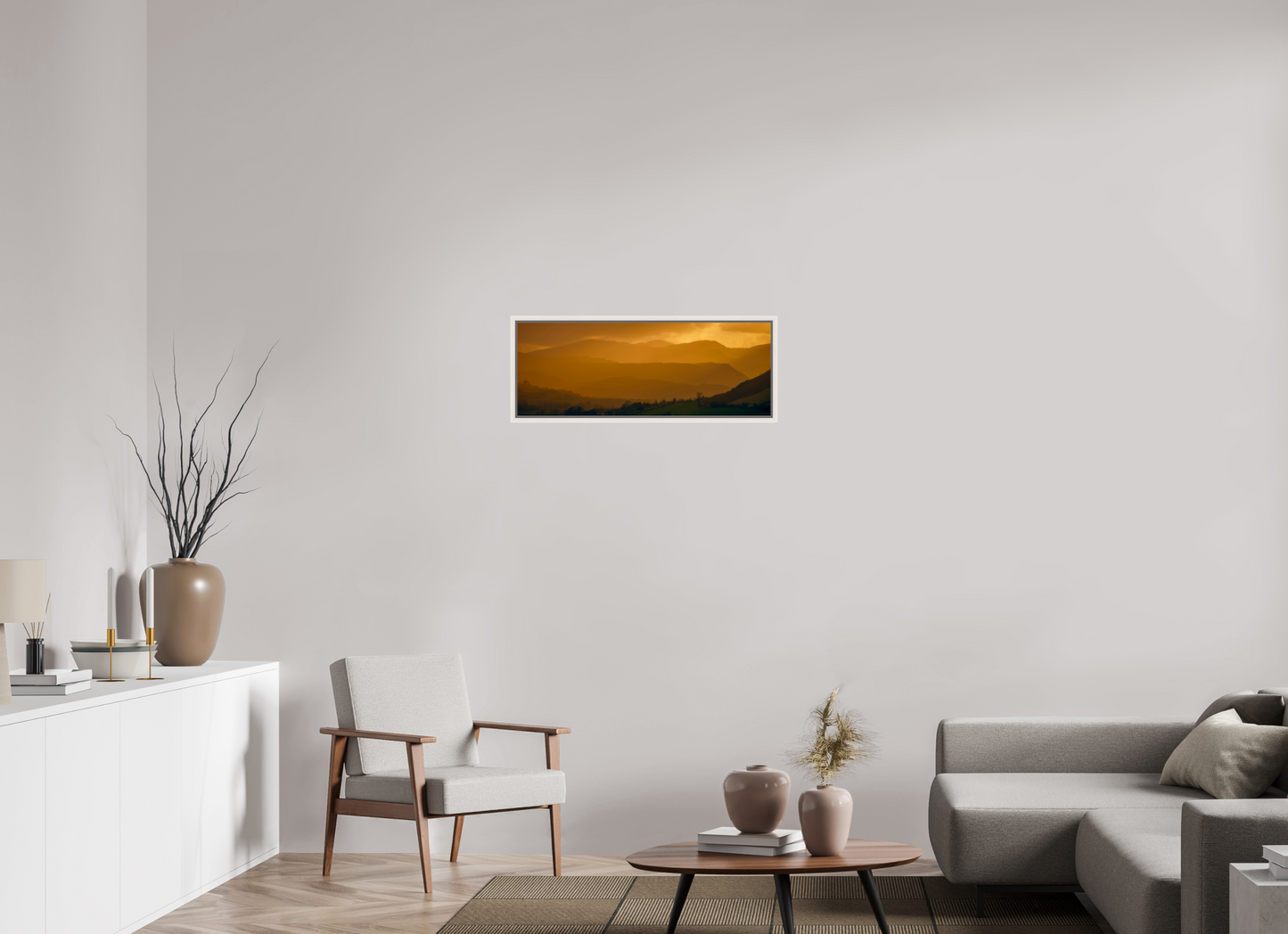 81.6 x 30 cm, White Frame Lakeland Layers from Near Howe