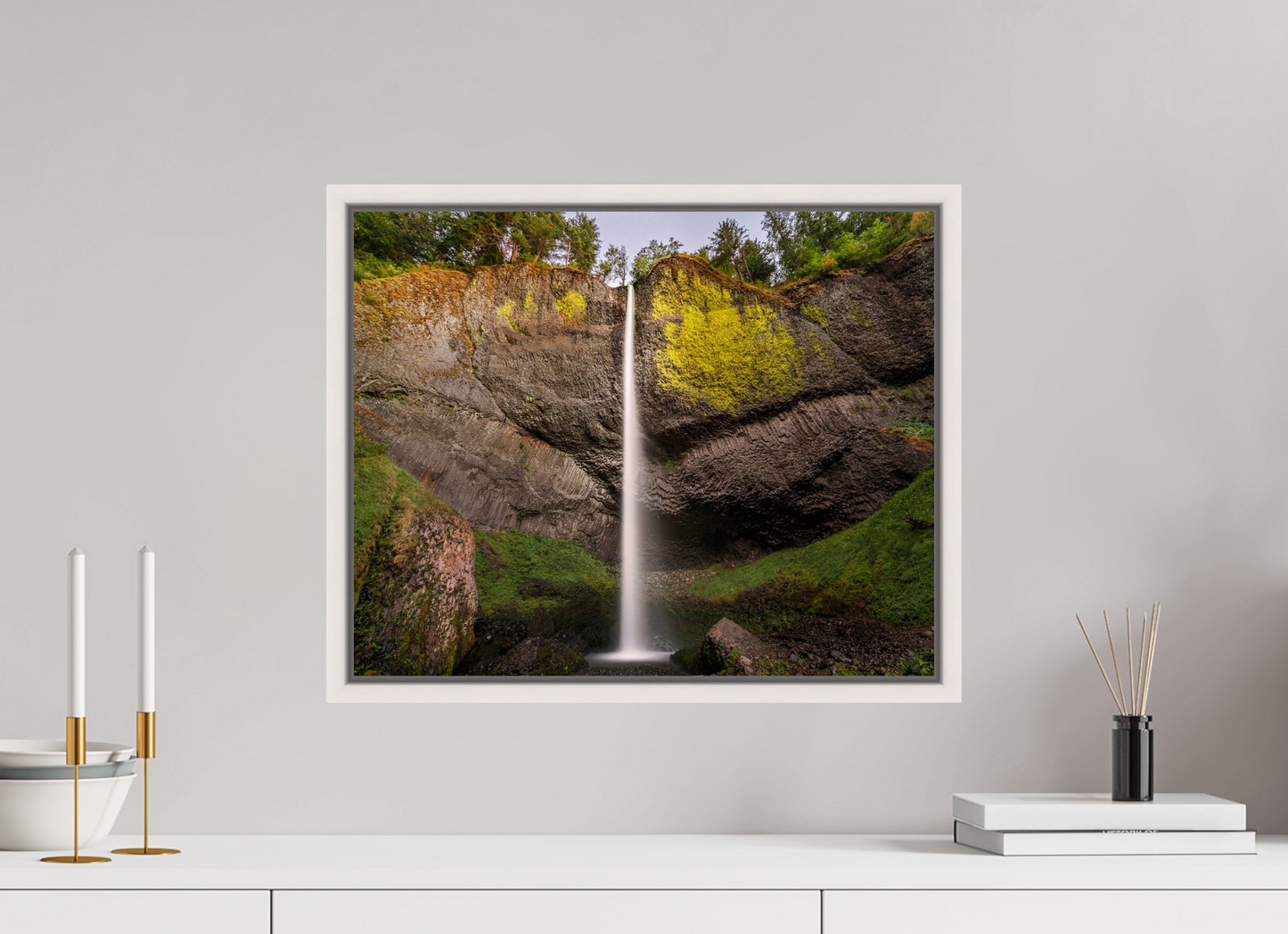 50 x 40 cm, White Frame Dusk at Latourell Falls