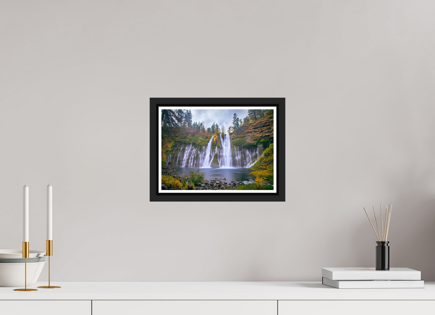 28 x 20 cm, Matt Black Frame Burney Falls Autumn 2018