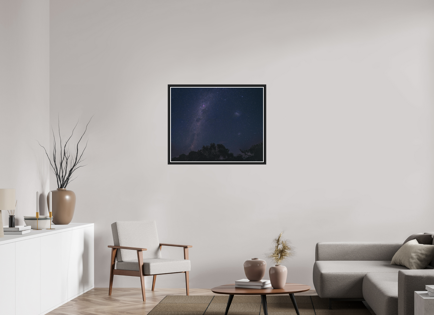 87.6 x 70 cm, Matt Black Frame Southern Milky Way and Magellanic Clouds