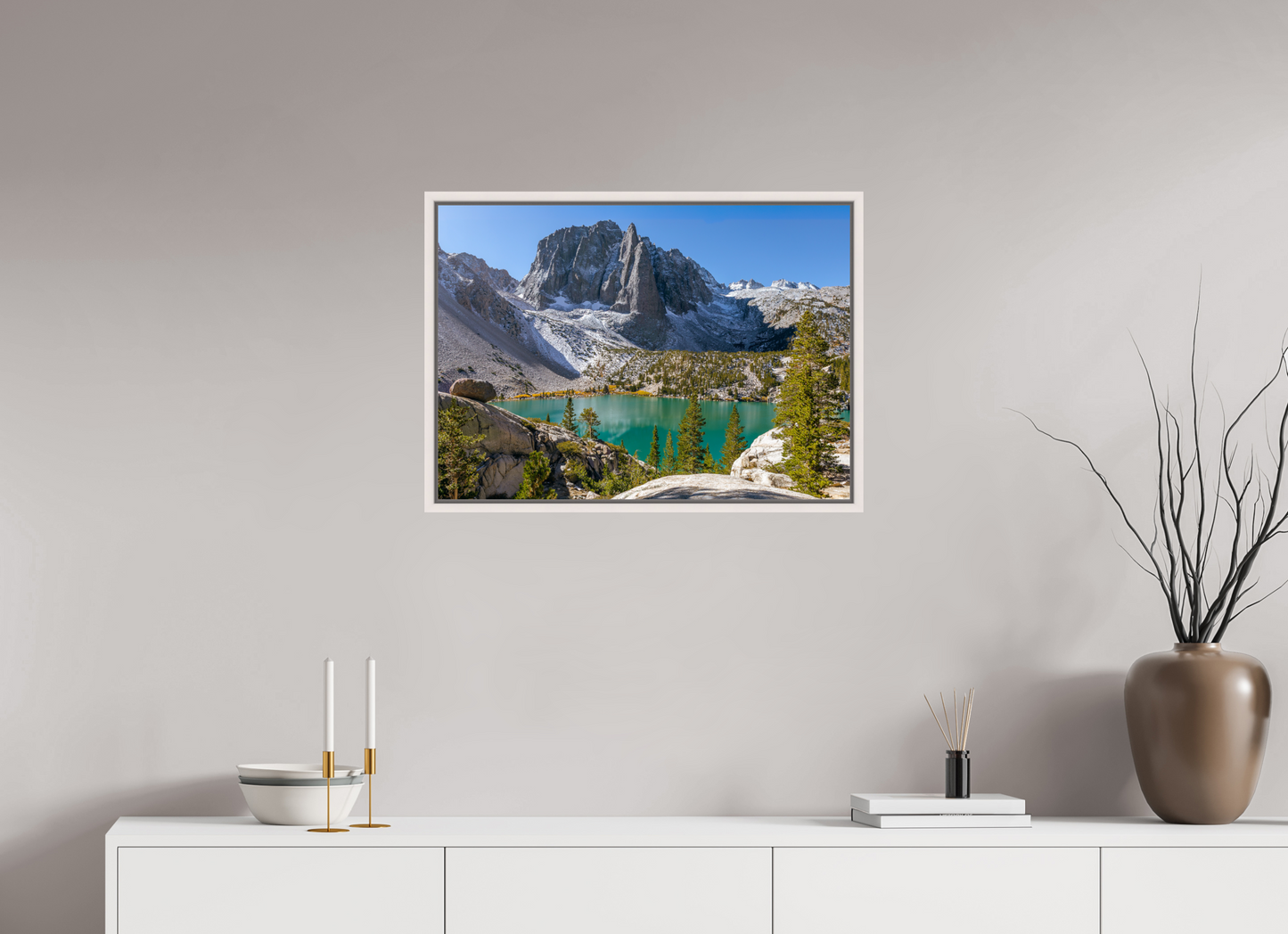 70 x 50 cm, White Frame Second Lake.