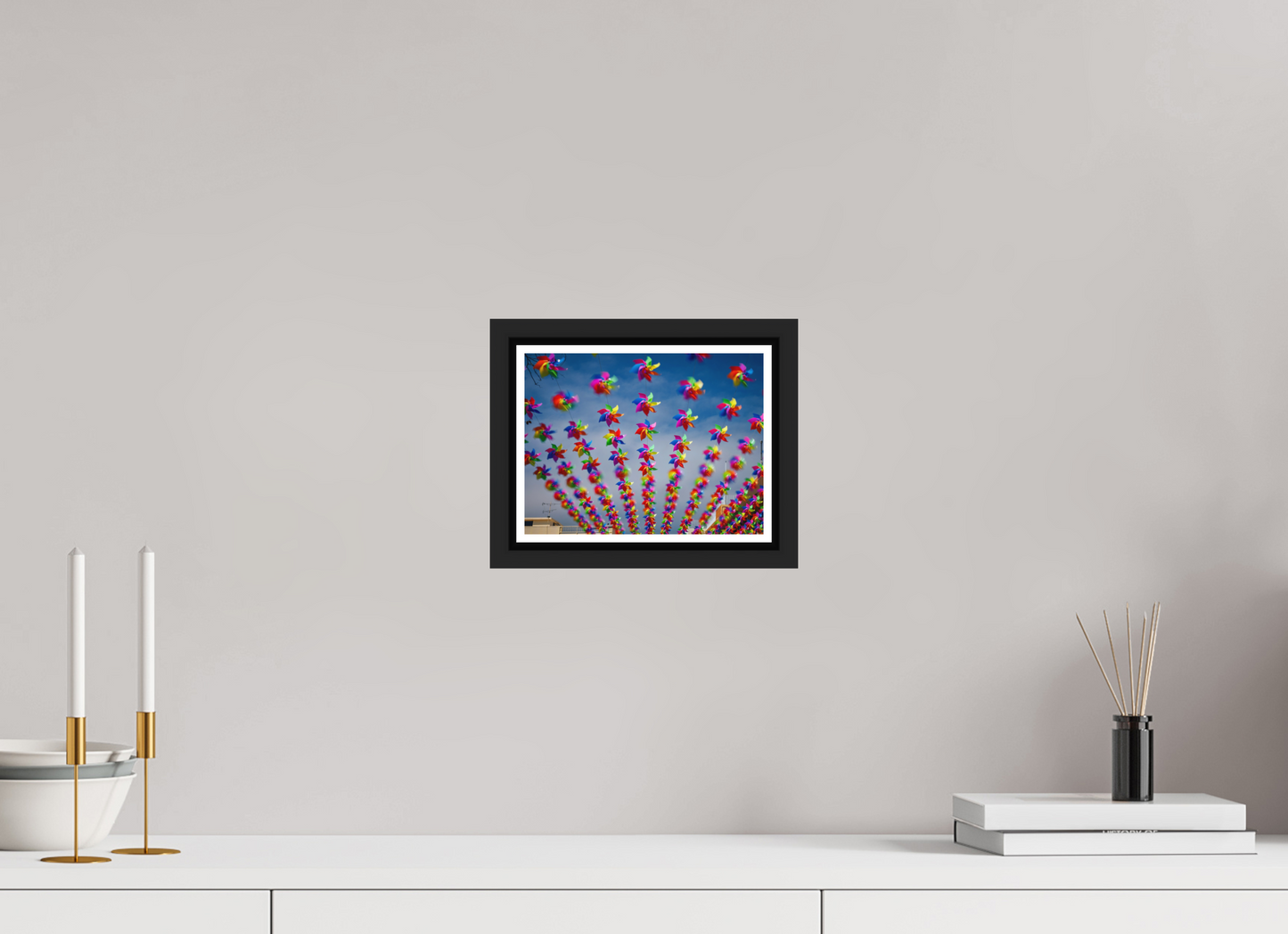 20 x 15 cm, Matt Black Frame Cheung Chau Windmills