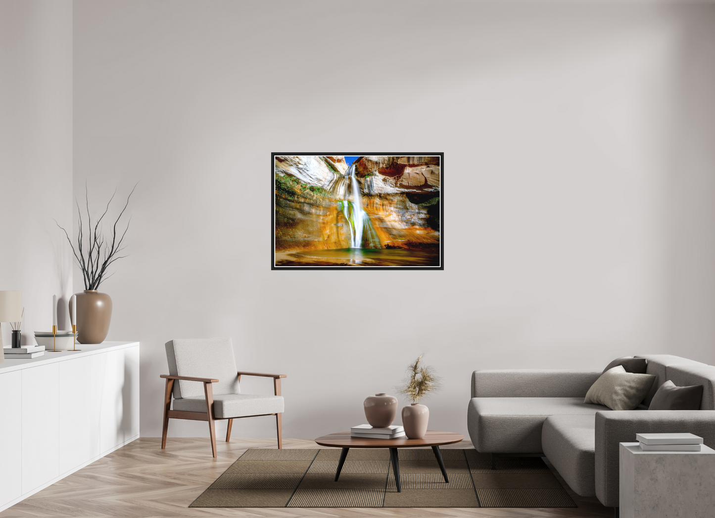 120 x 80 cm, Matt Black Frame Calf Creek Falls
