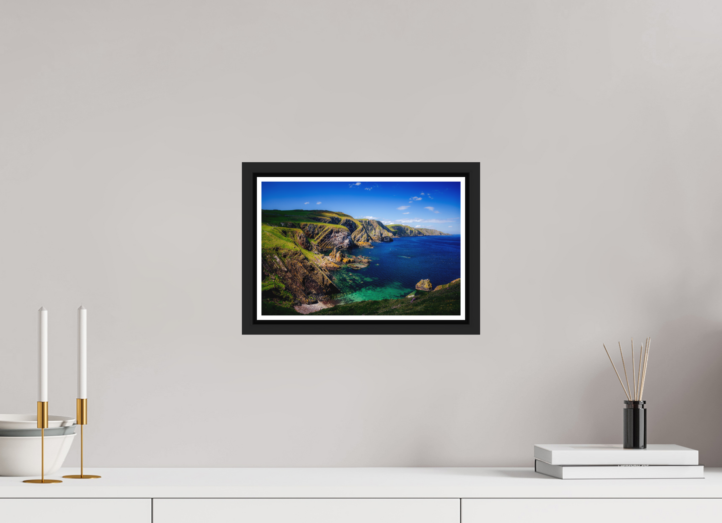 30 x 20 cm, Matt Black Frame Looking west Near St Abbs Head