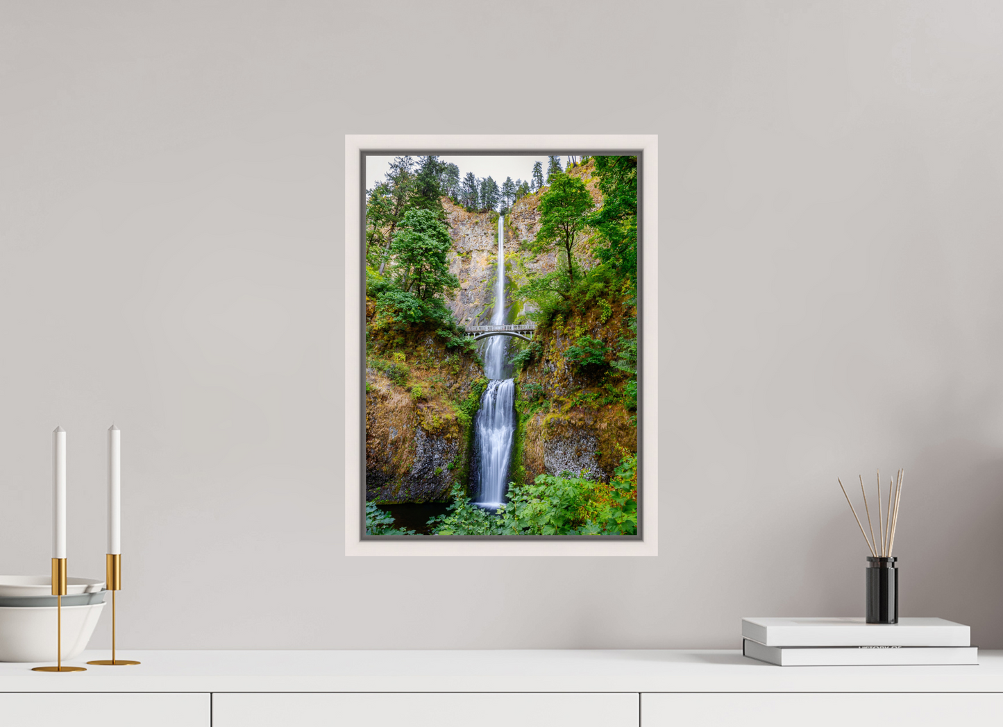 30 x 42 cm, White Frame Multnomah Falls