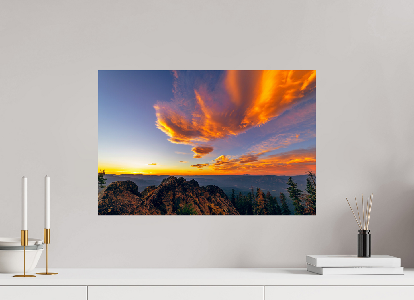 60 x 40 cm, Photo Print On Fuji Crystal DP II Mills Peak Sunset