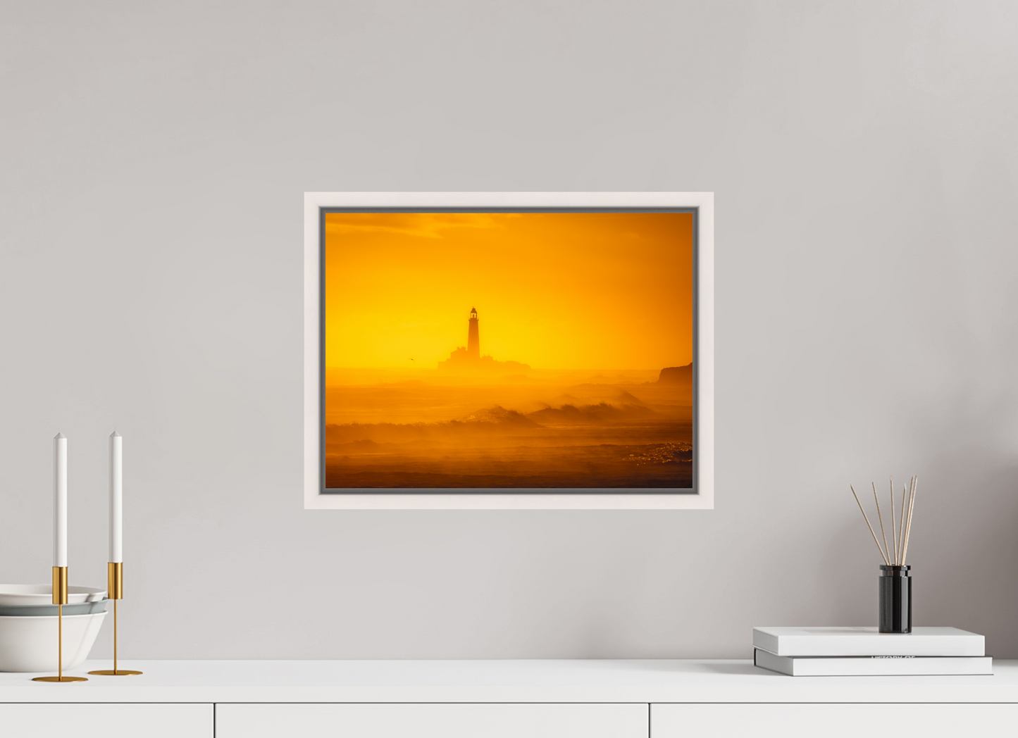 40 x 30 cm, White Frame St Mary's from Blyth